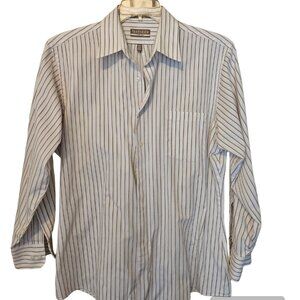 Van Heusen Fitted Men`s Striped Button down Collar Dress Shirt L